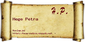 Hege Petra névjegykártya